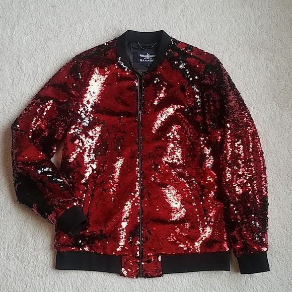 red and black sequin jacket